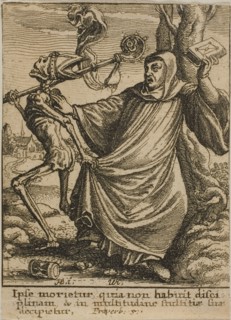 The Abbott and Death, 1651, Wenceslaus Hollar (Czech, 1607-1677), after Hans Holbein the younger