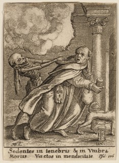 The Monk and Death, 1651, Wenceslaus Hollar (Czech, 1607-1677), after Hans Holbein the younger