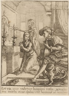 The Nun and Death, 1651, Wenceslaus Hollar (Czech, 1607-1677), after Hans Holbein the younger