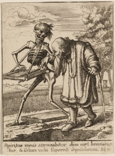 The Old Man and Death, 1651, Wenceslaus Hollar (Czech, 1607-1677), after Hans Holbein the younger