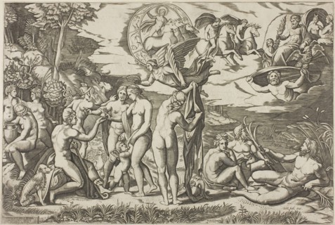 The Judgment of Paris, c. 1520, Printed by Antonio Salamanca (Italian, 1478-1562), by or after