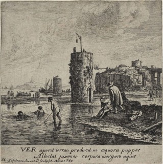 Spring, 1650, Saftleven Herman II, Dutch, 1609-1685, Netherlands, Etching on ivory paper, 135 x 134