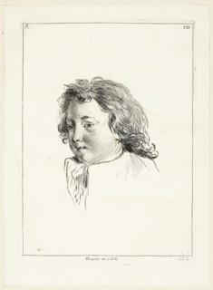 Boy’s Head (turned to right), n.d., Anne Claude Philippe Caylus, French, 1692-1765, France, Etching