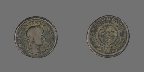 Coin Portraying Emperor Constantine I, AD 307/337, Roman, minted in Siscia, Roman Empire, Bronze,