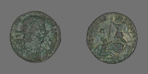 Coin Portraying Emperor Constantius II, AD 348/350, Roman, minted in Lyons, Roman Empire, Bronze,