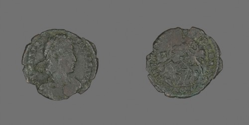 Coin Portraying Emperor Constantius II, AD 337/361, Roman, minted in Aquileia, Roman Empire,