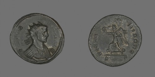 Coin Portraying Emperor Honorius?, 384/423 AD, Roman, Roman Empire, Silver and bronze, Diam. 2.2