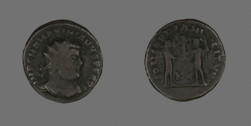 Coin Portraying Emperor Maximianus, AD 286/305, Roman, Roman Empire, Bronze, Diam. 2.1 cm, 2.46 g