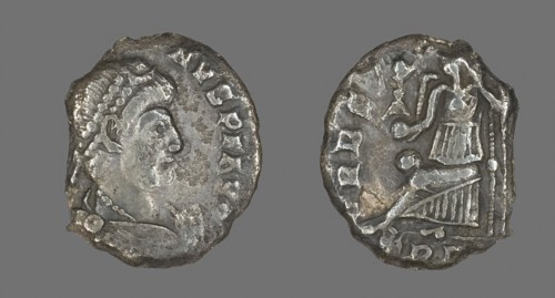 Coin Portraying an Emperor, late 4th century AD, Roman, Roman Empire, Silver, Diam. 1.5 cm, 1.30 g