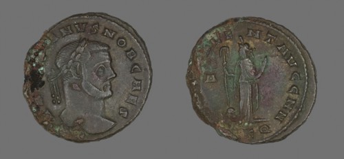 Coin Portraying Emperor Galerius, AD 293, Roman, Roman Empire, Bronze, Diam. 2.7 cm, 8.78 g