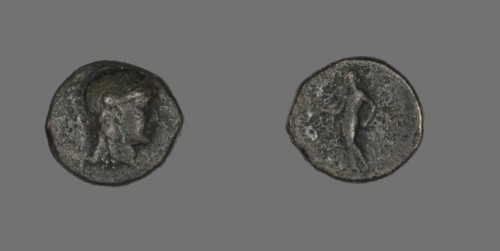 Coin Depicting the Goddess Athena, 246/225 BC, Greek, Greece, Bronze, Diam. 1.7 cm, 4.39 g
