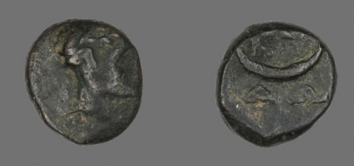 Coin Depicting the God Dionysos, late 3rd century BC, Greek, Ancient Greece, Silver, Diam. 1.4 cm,