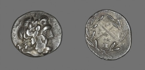 Hemidrachm (Coin) Depicting the God Zeus Amarios, 234/146 BC, Greek, minted in Megalopolis,