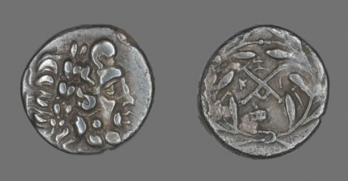 Hemidrachm (Coin) Depicting the God Zeus Amarios, 234/146 BC, Greek, minted in Megalopolis,