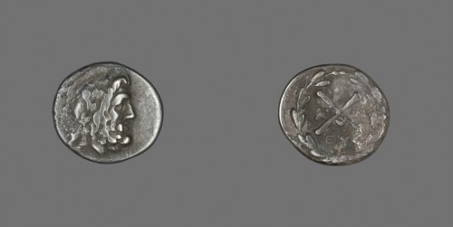 Hemidrachm (Coin) Depicting the God Zeus Amarios, 222/146 BC, Greek, Ancient Greece, Silver, Diam.