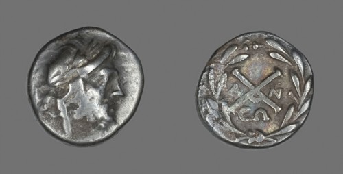 Hemidrachm (Coin) Depicting the God Zeus Amarios, 222/146 BC, Greek, Ancient Greece, Silver, Diam.