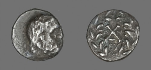 Hemidrachm (Coin) Depicting the God Zeus Amarios, 222/146 BC, Greek, Ancient Greece, Silver, Diam.