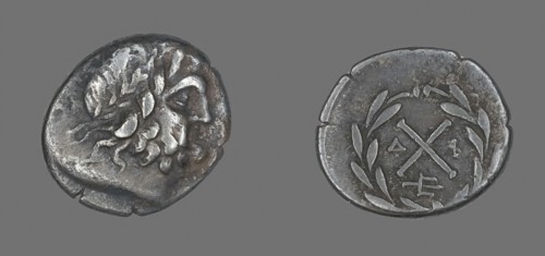 Hemidrachm (Coin) Depicting the God Zeus Amarios, before 222 BC, Greek, minted in Mantineia,