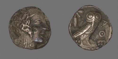 Tetradrachm (Coin) Depicting the Goddess Athena, 490/322 BC, Greek, minted in Athens, Athens,