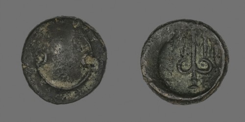 Coin Depicting a Boeotian Shield, about 196/146 BC, Greek, Boeotia, Ancient Greece, Bronze, Diam. 1