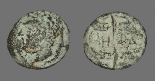 Coin Depicting a Male Head, before 190 BC (?), Greek, minted in Hephaistia, Lemnos, Ancient Greece,