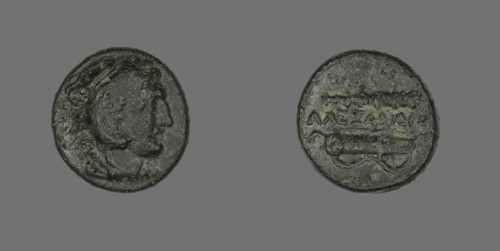 Coin Depicting the Hero Herakles, 336/323 BC, Greek, Ancient Greece, Bronze, Diam. 1.8 cm, 5.81 g