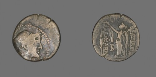 Coin Depicting the Goddess Athena, 336/323 BC, Greek, Macedonia, Ancient Greece, Bronze, Diam. 1.9