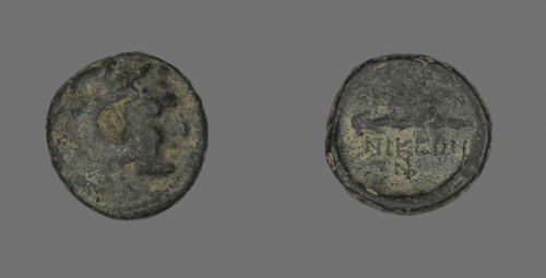 Coin Depicting the Hero Herakles, about 168 BC, Greek, Thessalonika, Macedonia, Ancient Greece,