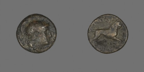 Coin Depicting the God Ares, about 306/281 BC, Greek, Thrace, Ancient Greece, Bronze, Diam. 1.8 cm,