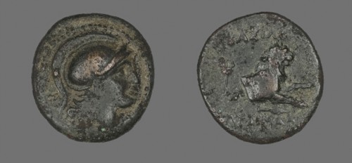 Coin Depicting the God Ares, about 306/281 BC, Greek, Thrace, Ancient Greece, Bronze, Diam. 1.5 cm,