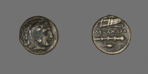 Coin Depicting the Hero Herakles, 336/323 BC, Greek, Ancient Greece, Bronze, Diam. 1.7 cm, 6.09 g