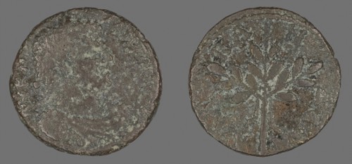 Coin Portraying Emperor Caracalla, AD 198/217, Roman, Rome, Bronze, Diam. 2.6 cm, 7.40 g