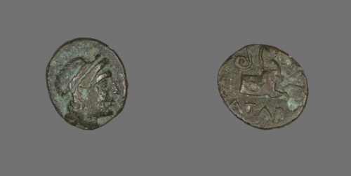 Coin Depicting the God Apollo, 3rd century BC, Greek, Ancient Greece, Bronze, Diam. 1.7 cm, 3.07 g