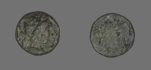 Coin Depicting the God Apollo, 3rd/2nd century BC, Greek, Ancient Greece, Bronze, Diam. 1.2 cm, 1