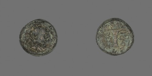 Coin Depicting the Goddess Artemis, after 190 BC, Greek, Ancient Greece, Bronze, Diam. 1.6 cm, 5.12