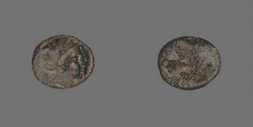 Coin Depicting the Amazon Cyme, about 250 BC, Greek, Ancient Greece, Bronze, Diam. 1.6 cm, 2.87 g