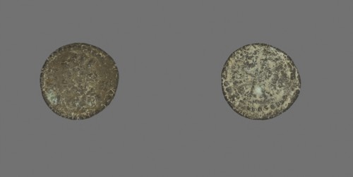 Coin Depicting the Goddess Tyche, about AD 253/268, Roman, minted in Cyme, Acolis, Rome, Bronze,
