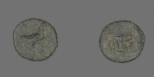 Coin Depicting an Eagle, about 320/250 BC, Greek, Ancient Greece, Bronze, Diam. 1.1 cm, 1.04 g