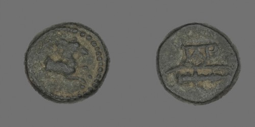 Coin Depicting a Horse, after 190 BC, Greek, Ancient Greece, Bronze, Diam. 1.2 cm, 2.09 g