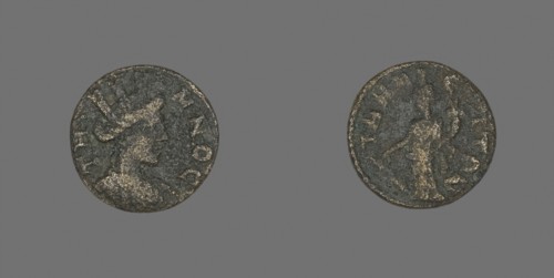 Coin Depicting the Amazon Cyme, AD 253/268, Roman, Roman Empire, Bronze, Diam. 1.7 cm, 3.66 g