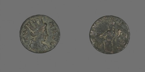 Coin Depicting the Amazon Cyme, AD 253/268, Roman, Roman Empire, Bronze, Diam. 1.8 cm, 2.96 g