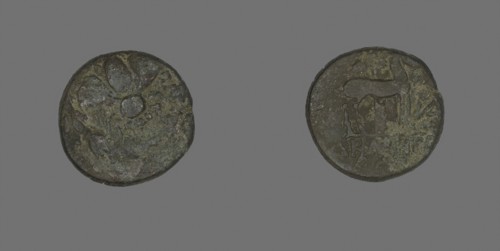 Coin Depicting a Wreath, about 202/133 BC, Greek, Ancient Greece, Bronze, Diam. 1.7 cm, 3.50 g