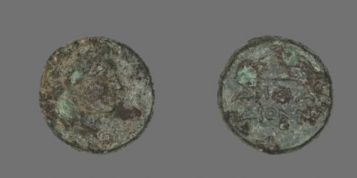 Coin Depicting the God Apollo, about 300/200 BC, Greek, Ancient Greece, Bronze, Diam. 1.2 cm, 1.89