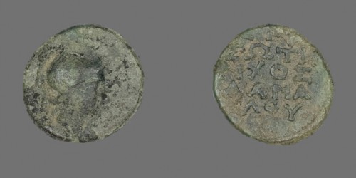 Coin Depicting the Goddess Athena, about 300/200 BC, Greek, Ancient Greece, Bronze, Diam. 1.3 cm, 1