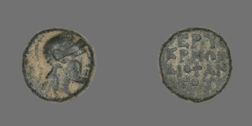 Coin Depicting the Goddess Athena, about 300/200 BC, Greek, Ancient Greece, Bronze, Diam. 1.1 cm, 2