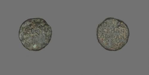 Coin Depicting the God Dionysos, 300/200 BC, Greek, Ancient Greece, Bronze, Diam. 1.4 cm, 2.71 g