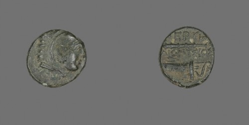Coin Depicting the Hero Herakles, 4th century BC and later, Greek, Ancient Greece, Bronze, Diam. 1