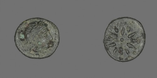 Coin Depicting the God Apollo, 3rd century BC, Greek, Ancient Greece, Bronze, Diam. 1.1 cm, 1.06 g