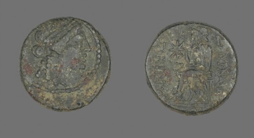 Coin Depicting the God Apollo, 2nd/1st century BC, Greek, Ancient Greece, Bronze, Diam. 2.3 cm, 11