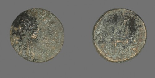 Coin Depicting the God Apollo, 2nd/1st century BC, Greek, Ancient Greece, Bronze, Diam. 2.2 cm, 10